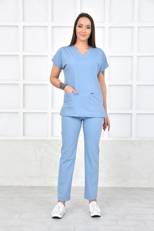 Greys Model Likralı Viskon Kadın  Takım Bulut Mavi