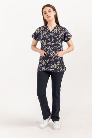 Greys Desenli Model Likralı Terikoton Kadın  Tek Üst Kar Tanesi Desenli