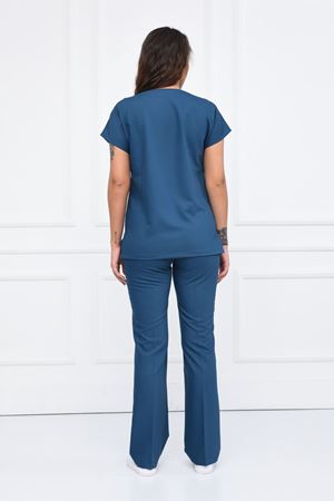 Greys Model Likralı Viskon Kadın  Takım Petrol Mavi