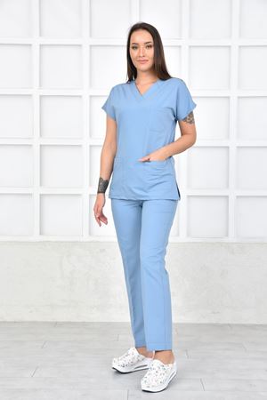 Greys Model Likralı Viskon Kadın  Takım Bulut Mavi