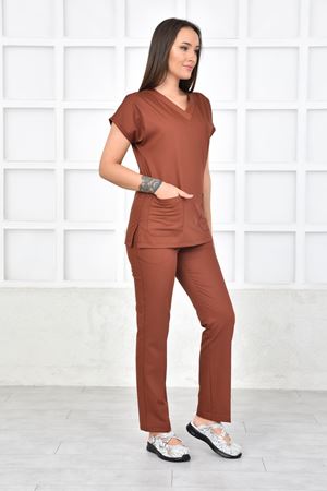 Greys Model Likralı Viskon Kadın  Takım Kiremit