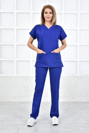 Greys Model Likralı Viskon Kadın  Takım Saks Mavi