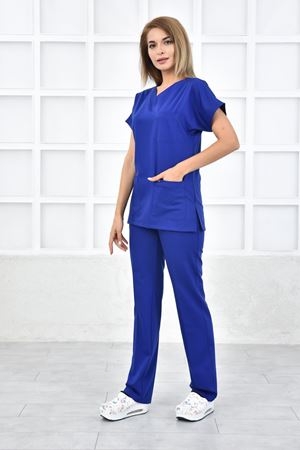 Greys Model Likralı Viskon Kadın  Takım Saks Mavi