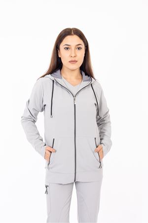Hood Comfort Model Polilikra Kadın  Tek Kapşon Bulut Gri