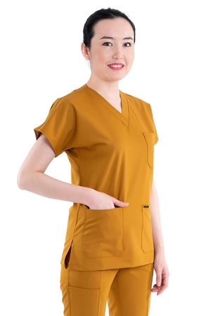 Greys Model Likralı Viskon Kadın  Tek Üst Hardal Sarı