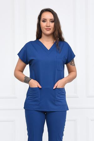 Greys Model Likralı Viskon Kadın  Tek Üst Mavi