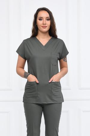 Greys Model Likralı Viskon Kadın  Tek Üst Haki