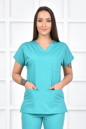 Greys Model Likralı Viskon Kadın  Tek Üst Benetton Yeşili