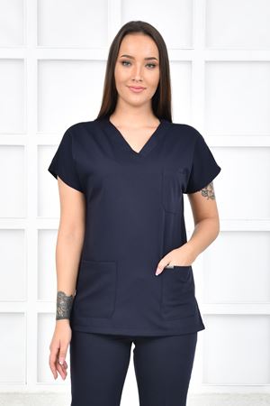 Greys Model Likralı Viskon Kadın  Tek Üst Lacivert