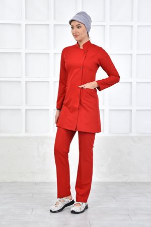 Kare Kravaze Model Likralı Viskon Kadın  Takım Koyu Kırmızı