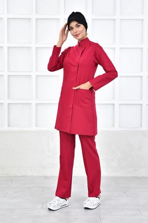 Kare Kravaze Model Likralı Viskon Kadın  Takım Koyu Fuşya