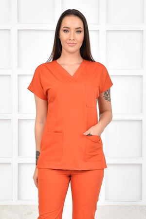 Greys Model Likralı Viskon Kadın  Tek Üst Turuncu