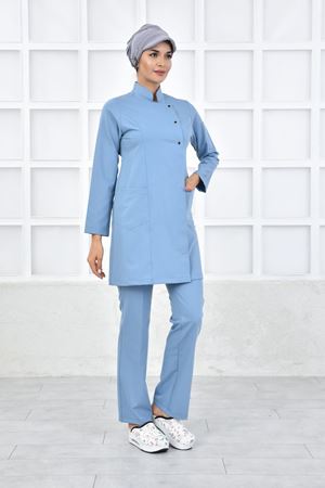 Kare Kravaze Model Likralı Viskon Kadın  Takım Bulut Mavi