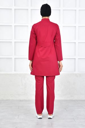 Kare Kravaze Model Likralı Viskon Kadın  Takım Koyu Fuşya