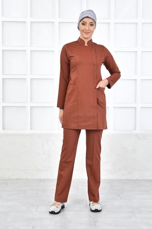 Kare Kravaze Model Likralı Viskon Kadın  Takım Kiremit