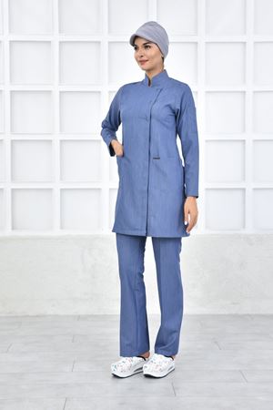 Kare Kravaze Model Likralı Viskon Kadın  Takım Kot