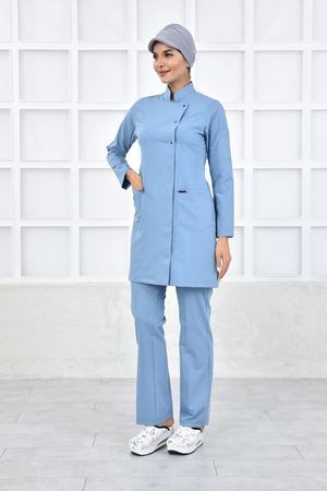 Kare Kravaze Model Likralı Viskon Kadın  Takım Bulut Mavi