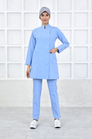 Kare Kravaze Model Likralı Viskon Kadın  Takım Mavi