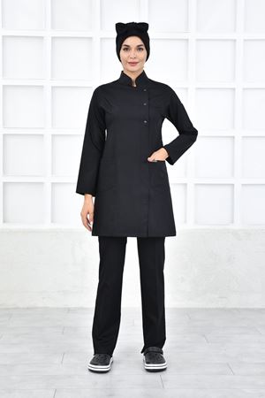 Kare Kravaze Model Likralı Viskon Kadın  Takım Siyah