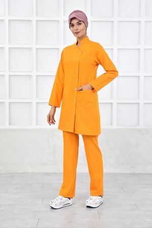 Kravaze Model Likralı Viskon Kadın  Takım Açık Turuncu