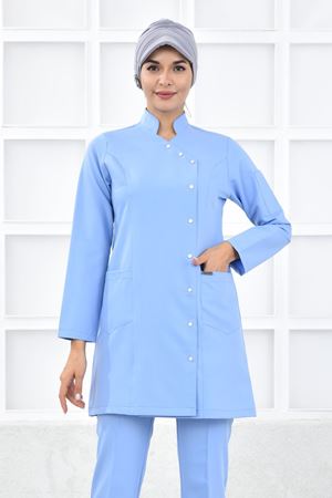 Kravaze Model Likralı Viskon Kadın  Tek Üst Mavi