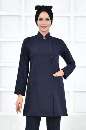 Kare Kravaze Model Likralı Viskon Kadın  Tek Üst Lacivert