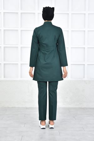 Kare Kravaze Model Likralı Viskon Kadın  Takım Zümrüt Yeşili
