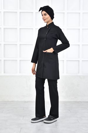 Kare Kravaze Model Likralı Viskon Kadın  Takım Siyah