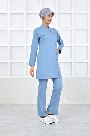 Kravaze Model Likralı Viskon Kadın  Takım Bulut Mavi