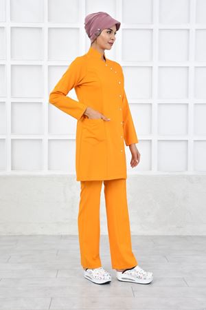 Kravaze Model Likralı Viskon Kadın  Takım Açık Turuncu