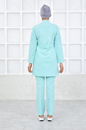 Kare Kravaze Model Likralı Viskon Kadın  Takım Su Yeşili