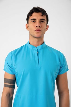 New Line Model Likralı Viskon Erkek  Takım Turkuaz Mavi