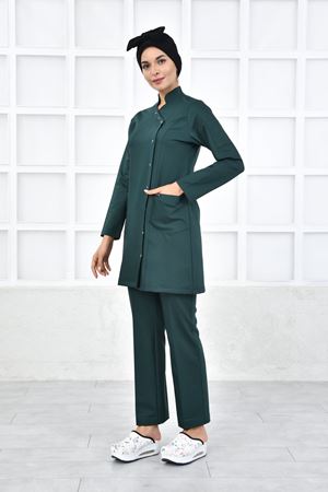 Kravaze Model Likralı Viskon Kadın  Takım Zümrüt Yeşili
