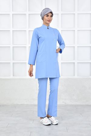 Kare Kravaze Model Likralı Viskon Kadın  Takım Mavi