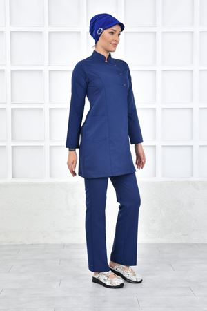 Kare Kravaze Model Likralı Viskon Kadın  Takım İndigo Mavi