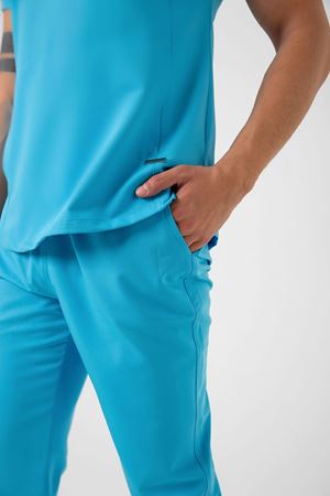 New Line Model Likralı Viskon Erkek  Takım Turkuaz Mavi