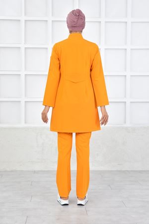 Kravaze Model Likralı Viskon Kadın  Takım Açık Turuncu