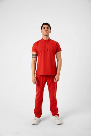 New Line Model Likralı Viskon Erkek  Takım Kırmızı