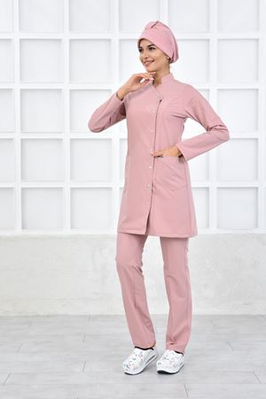 Kravaze Model Likralı Viskon Kadın  Takım Pudra