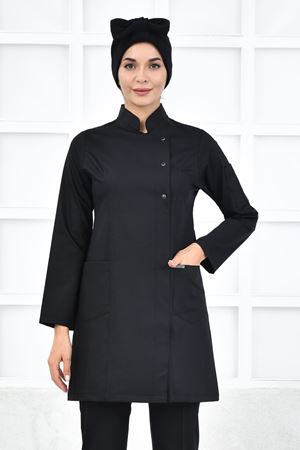 Kare Kravaze Model Likralı Viskon Kadın Tesettür Tek Üst Siyah