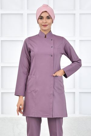 Kare Kravaze Model Likralı Viskon Kadın Tesettür Tek Üst Leylak