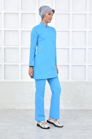 Kare Kravaze Model Likralı Viskon Kadın  Takım Turkuaz