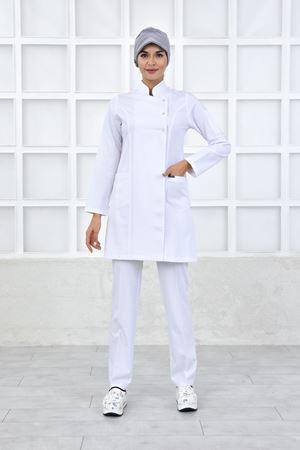 Kare Kravaze Model Likralı Viskon Kadın  Takım Beyaz