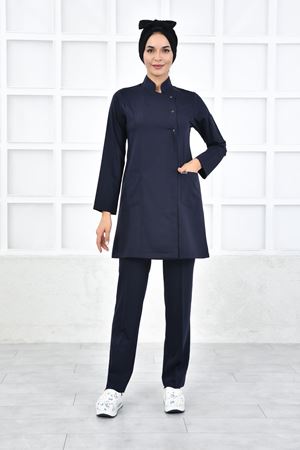 Kare Kravaze Model Likralı Viskon Kadın  Takım Lacivert