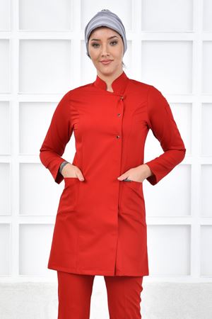 Kare Kravaze Model Likralı Viskon Kadın  Tek Üst Koyu Kırmızı