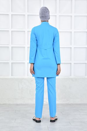 Kare Kravaze Model Likralı Viskon Kadın  Takım Turkuaz