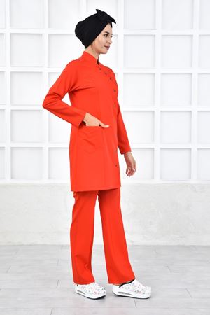 Kravaze Model Likralı Viskon Kadın  Takım Kırmızı