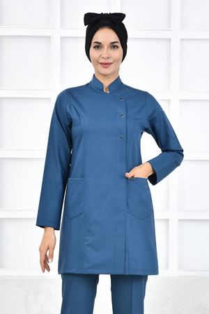 Kare Kravaze Model Likralı Viskon Kadın Tesettür Tek Üst Petrol Yeşili