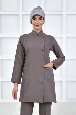 Kare Kravaze Model Likralı Viskon Kadın  Tek Üst Koyu Bey