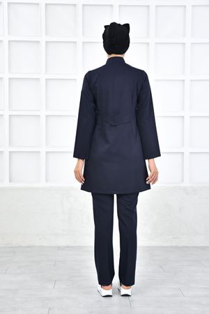 Kare Kravaze Model Likralı Viskon Kadın  Takım Lacivert